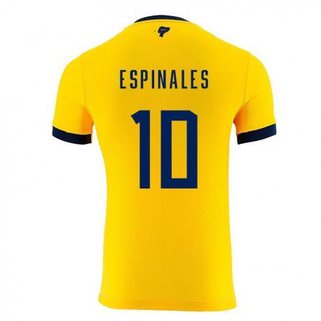 Kandiny Niño Camiseta Ecuador Joselyn Espinales #10 Amarillo 1ª Equipación 22-24 La Camisa Chile