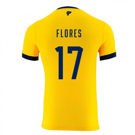 Kandiny Niño Camiseta Ecuador Karen Flores #17 Amarillo 1ª Equipación 22-24 La Camisa Chile