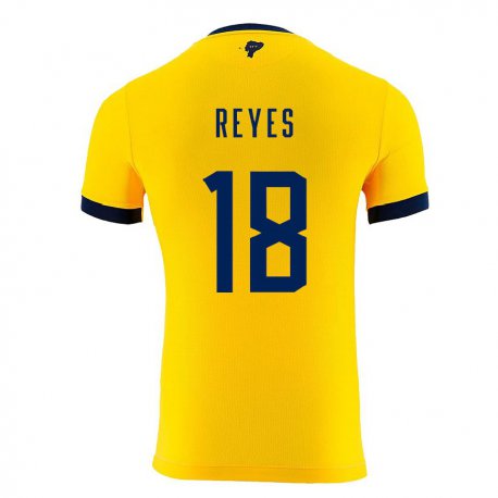 Kandiny Niño Camiseta Ecuador Ashley Reyes #18 Amarillo 1ª Equipación 22-24 La Camisa Chile
