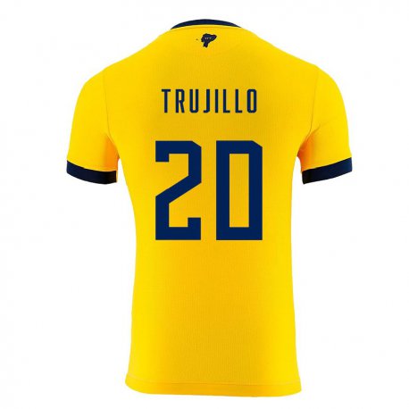 Kandiny Niño Camiseta Ecuador Isabel Trujillo #20 Amarillo 1ª Equipación 22-24 La Camisa Chile