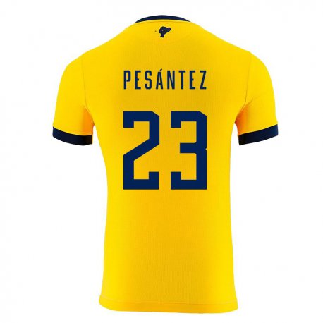 Kandiny Niño Camiseta Ecuador Danna Pesantez #23 Amarillo 1ª Equipación 22-24 La Camisa Chile