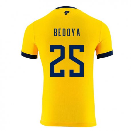 Kandiny Niño Camiseta Ecuador Jaydah Bedoya #25 Amarillo 1ª Equipación 22-24 La Camisa Chile