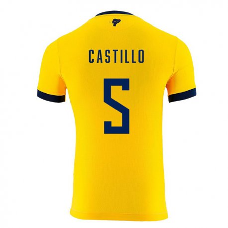 Kandiny Niño Camiseta Ecuador Denil Castillo #5 Amarillo 1ª Equipación 22-24 La Camisa Chile