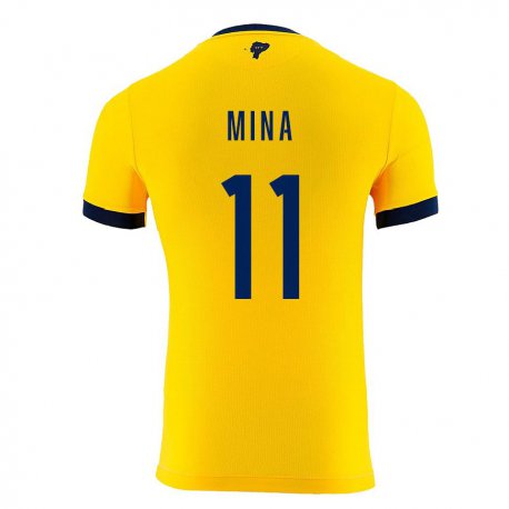 Kandiny Niño Camiseta Ecuador Ariel Mina #11 Amarillo 1ª Equipación 22-24 La Camisa Chile
