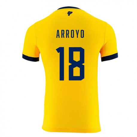 Kandiny Niño Camiseta Ecuador Jean Arroyo #18 Amarillo 1ª Equipación 22-24 La Camisa Chile