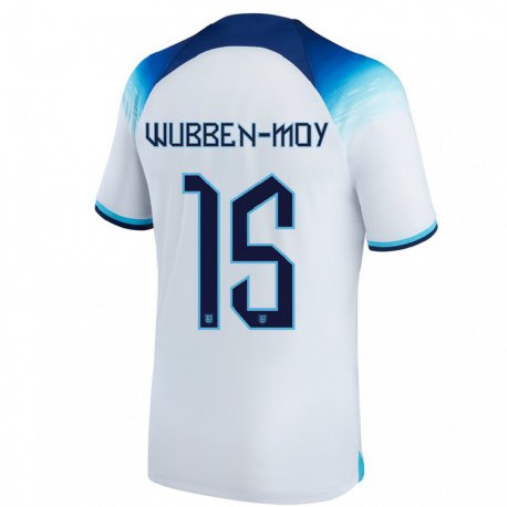 Kandiny Niño Camiseta Inglaterra Lotte Wubben Moy #15 Blanco Azul 1ª Equipación 22-24 La Camisa Chile