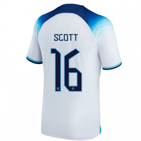 Kandiny Niño Camiseta Inglaterra Jill Scott #16 Blanco Azul 1ª Equipación 22-24 La Camisa Chile
