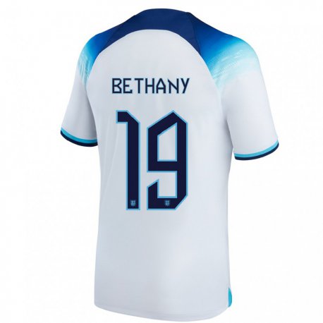 Kandiny Niño Camiseta Inglaterra Bethany England #19 Blanco Azul 1ª Equipación 22-24 La Camisa Chile