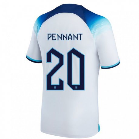 Kandiny Niño Camiseta Inglaterra Kian Pennant #20 Blanco Azul 1ª Equipación 22-24 La Camisa Chile