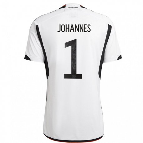Kandiny Niño Camiseta Alemania Stina Johannes #1 Blanco Negro 1ª Equipación 22-24 La Camisa Chile