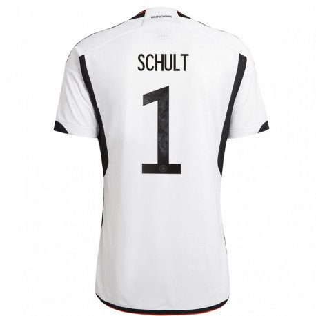 Kandiny Niño Camiseta Alemania Almuth Schult #1 Blanco Negro 1ª Equipación 22-24 La Camisa Chile