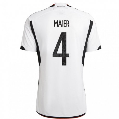 Kandiny Niño Camiseta Alemania Leonie Maier #4 Blanco Negro 1ª Equipación 22-24 La Camisa Chile