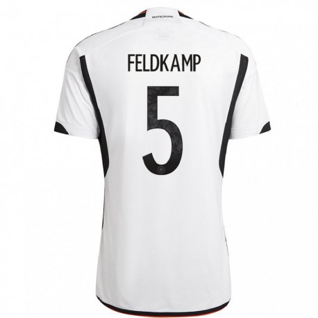 Kandiny Niño Camiseta Alemania Jana Feldkamp #5 Blanco Negro 1ª Equipación 22-24 La Camisa Chile