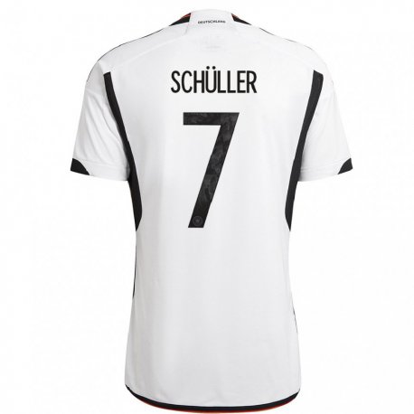 Kandiny Niño Camiseta Alemania Lea Schuller #7 Blanco Negro 1ª Equipación 22-24 La Camisa Chile