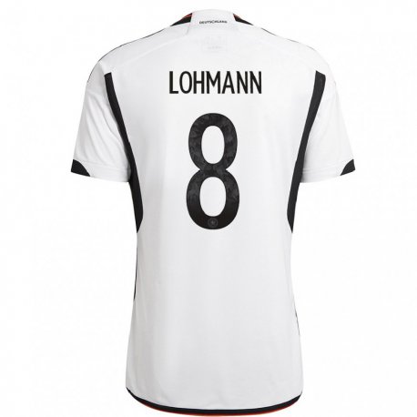 Kandiny Niño Camiseta Alemania Sydney Lohmann #8 Blanco Negro 1ª Equipación 22-24 La Camisa Chile