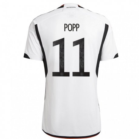 Kandiny Niño Camiseta Alemania Alexandra Popp #11 Blanco Negro 1ª Equipación 22-24 La Camisa Chile