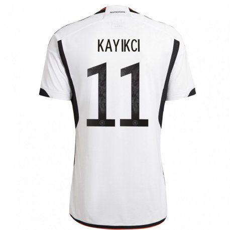 Kandiny Niño Camiseta Alemania Hasret Kayikci #11 Blanco Negro 1ª Equipación 22-24 La Camisa Chile