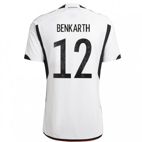 Kandiny Niño Camiseta Alemania Laura Benkarth #12 Blanco Negro 1ª Equipación 22-24 La Camisa Chile