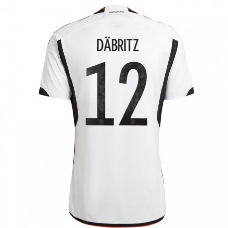 Kandiny Niño Camiseta Alemania Sara Dabritz #12 Blanco Negro 1ª Equipación 22-24 La Camisa Chile