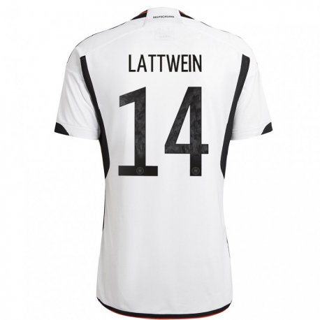 Kandiny Niño Camiseta Alemania Lena Lattwein #14 Blanco Negro 1ª Equipación 22-24 La Camisa Chile