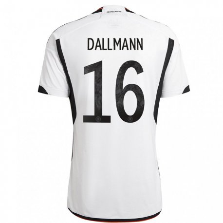 Kandiny Niño Camiseta Alemania Linda Dallmann #16 Blanco Negro 1ª Equipación 22-24 La Camisa Chile