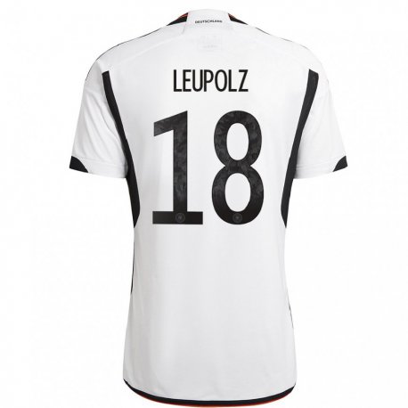 Kandiny Niño Camiseta Alemania Melanie Leupolz #18 Blanco Negro 1ª Equipación 22-24 La Camisa Chile