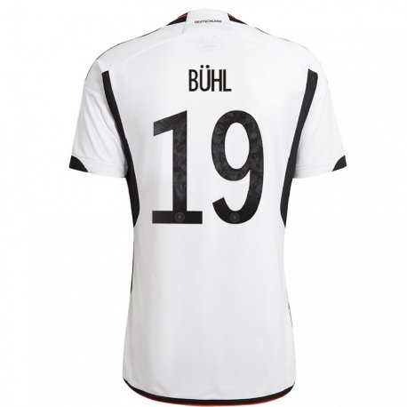 Kandiny Niño Camiseta Alemania Klara Buhl #19 Blanco Negro 1ª Equipación 22-24 La Camisa Chile