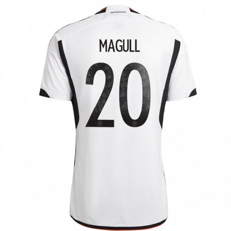 Kandiny Niño Camiseta Alemania Lina Magull #20 Blanco Negro 1ª Equipación 22-24 La Camisa Chile
