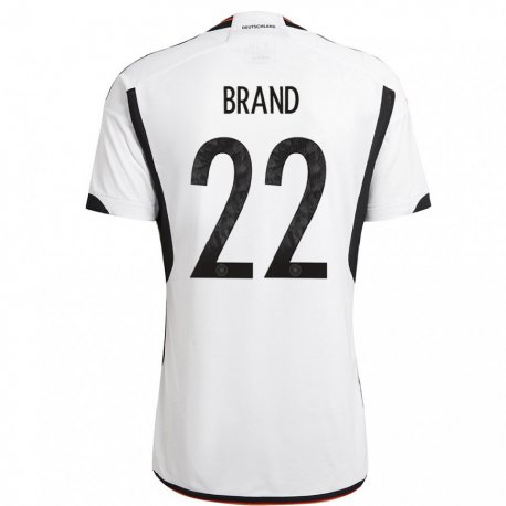 Kandiny Niño Camiseta Alemania Jule Brand #22 Blanco Negro 1ª Equipación 22-24 La Camisa Chile