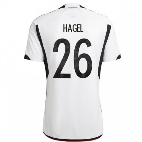 Kandiny Niño Camiseta Alemania Chantal Hagel #26 Blanco Negro 1ª Equipación 22-24 La Camisa Chile