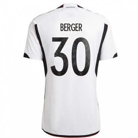 Kandiny Niño Camiseta Alemania Ann Katrin Berger #30 Blanco Negro 1ª Equipación 22-24 La Camisa Chile
