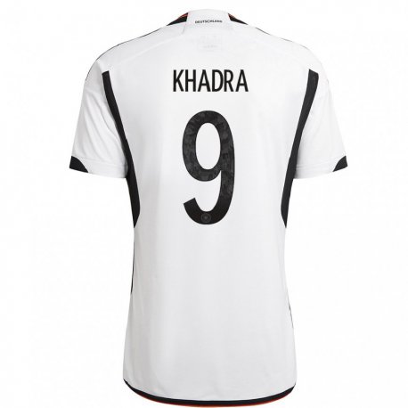Kandiny Niño Camiseta Alemania Reda Khadra #9 Blanco Negro 1ª Equipación 22-24 La Camisa Chile