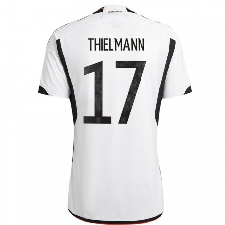 Kandiny Niño Camiseta Alemania Jan Thielmann #17 Blanco Negro 1ª Equipación 22-24 La Camisa Chile