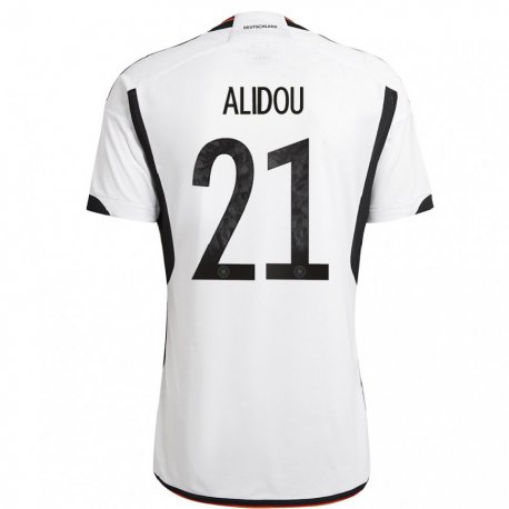 Kandiny Niño Camiseta Alemania Faride Alidou #21 Blanco Negro 1ª Equipación 22-24 La Camisa Chile