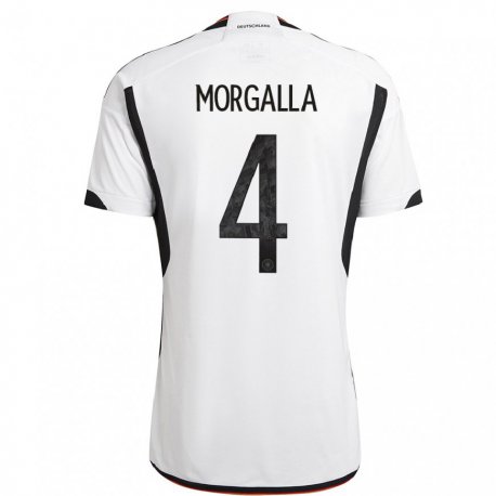 Kandiny Niño Camiseta Alemania Leandro Morgalla #4 Blanco Negro 1ª Equipación 22-24 La Camisa Chile