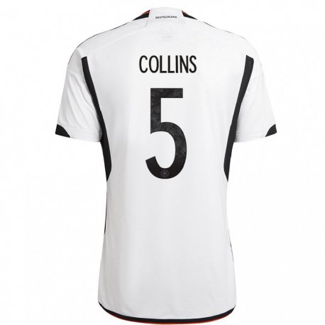 Kandiny Niño Camiseta Alemania Nnamdi Collins #5 Blanco Negro 1ª Equipación 22-24 La Camisa Chile