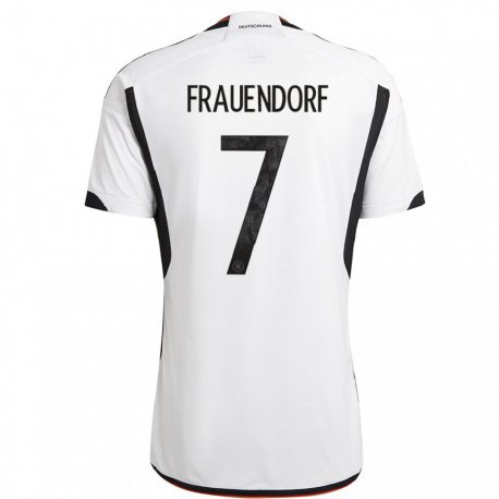 Kandiny Niño Camiseta Alemania Melkamu Frauendorf #7 Blanco Negro 1ª Equipación 22-24 La Camisa Chile