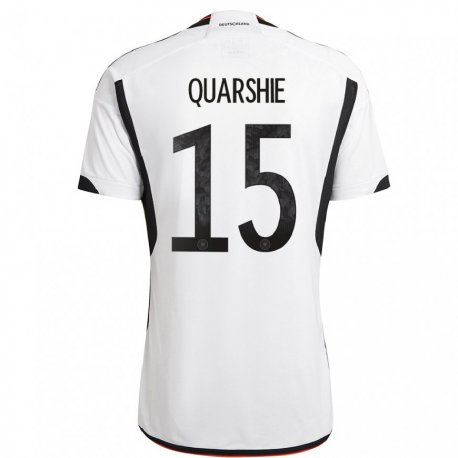 Kandiny Niño Camiseta Alemania Joshua Quarshie #15 Blanco Negro 1ª Equipación 22-24 La Camisa Chile