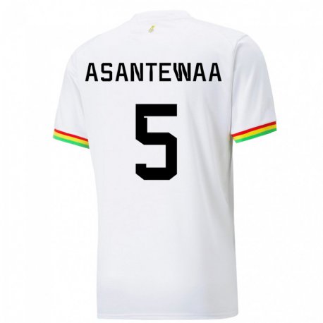 Kandiny Niño Camiseta Ghana Grace Asantewaa #5 Blanco 1ª Equipación 22-24 La Camisa Chile