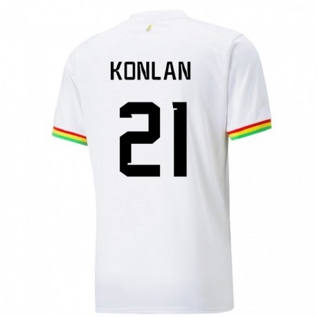 Kandiny Niño Camiseta Ghana Cynthia Konlan #21 Blanco 1ª Equipación 22-24 La Camisa Chile