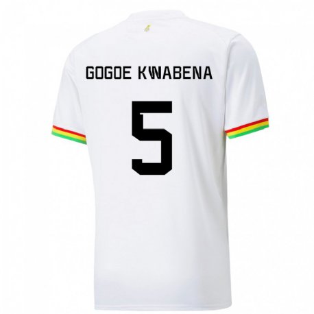 Kandiny Niño Camiseta Ghana Boahen Gogoe Kwabena #5 Blanco 1ª Equipación 22-24 La Camisa Chile
