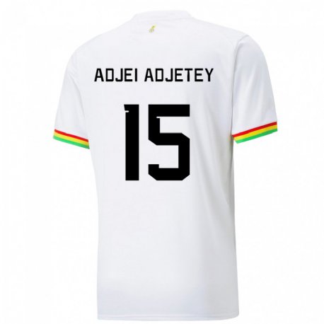Kandiny Niño Camiseta Ghana Jonas Adjei Adjetey #15 Blanco 1ª Equipación 22-24 La Camisa Chile
