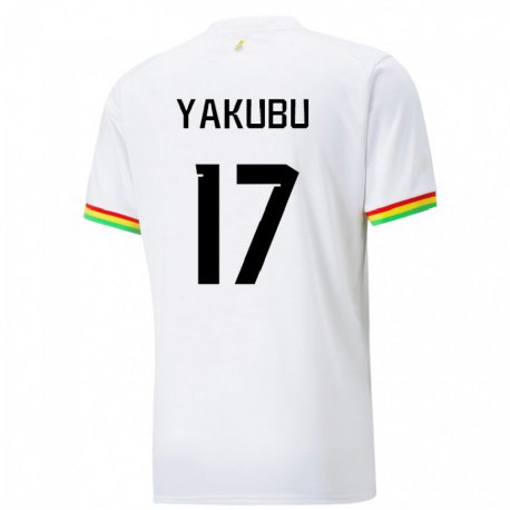 Kandiny Niño Camiseta Ghana Mustapha Yakubu #17 Blanco 1ª Equipación 22-24 La Camisa Chile