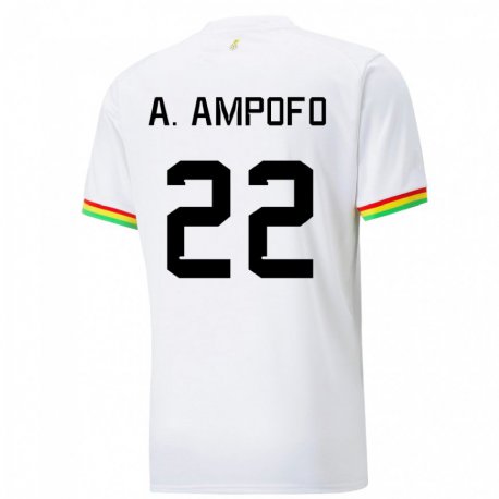 Kandiny Niño Camiseta Ghana Eugene Amankwah Ampofo #22 Blanco 1ª Equipación 22-24 La Camisa Chile