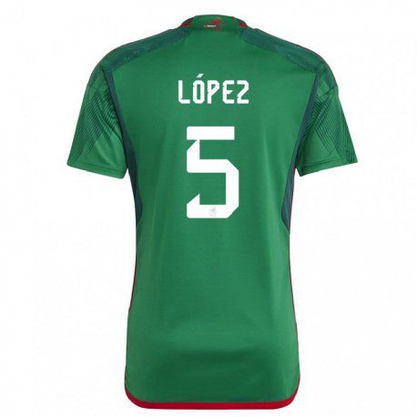 Kandiny Niño Camiseta México Jimena Lopez #5 Verde 1ª Equipación 22-24 La Camisa Chile