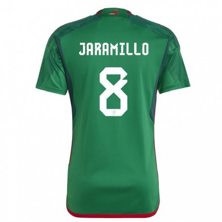 Kandiny Niño Camiseta México Carolina Jaramillo #8 Verde 1ª Equipación 22-24 La Camisa Chile