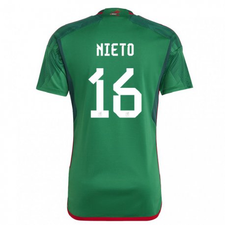 Kandiny Niño Camiseta México Karla Nieto #16 Verde 1ª Equipación 22-24 La Camisa Chile