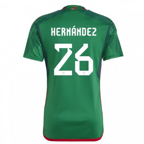Kandiny Niño Camiseta México Nicolette Hernandez #26 Verde 1ª Equipación 22-24 La Camisa Chile