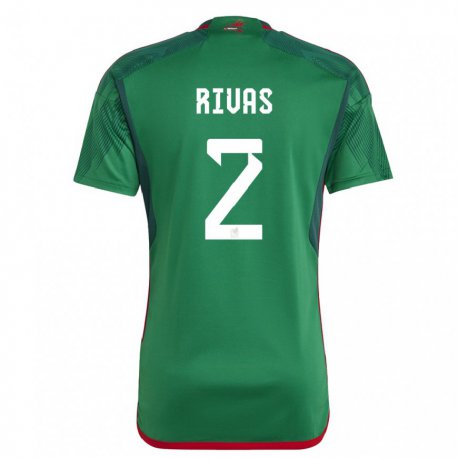 Kandiny Niño Camiseta México Jesus Rivas #2 Verde 1ª Equipación 22-24 La Camisa Chile