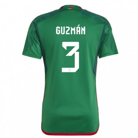 Kandiny Niño Camiseta México Victor Guzman #3 Verde 1ª Equipación 22-24 La Camisa Chile